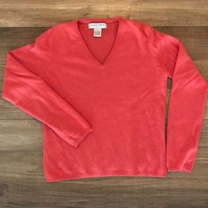 Coral Cashmere V neck sweater